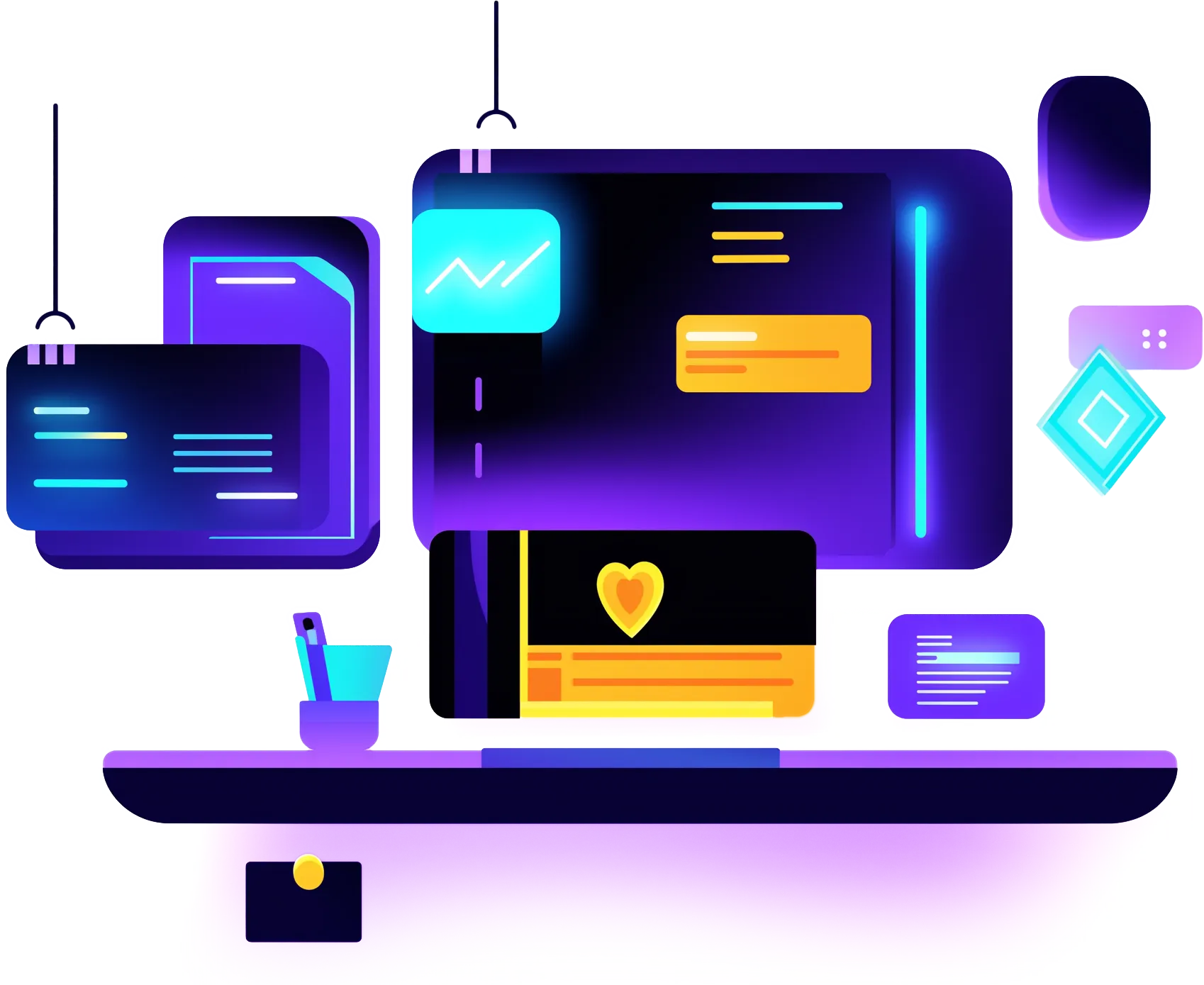 Illustration of a computer desk
