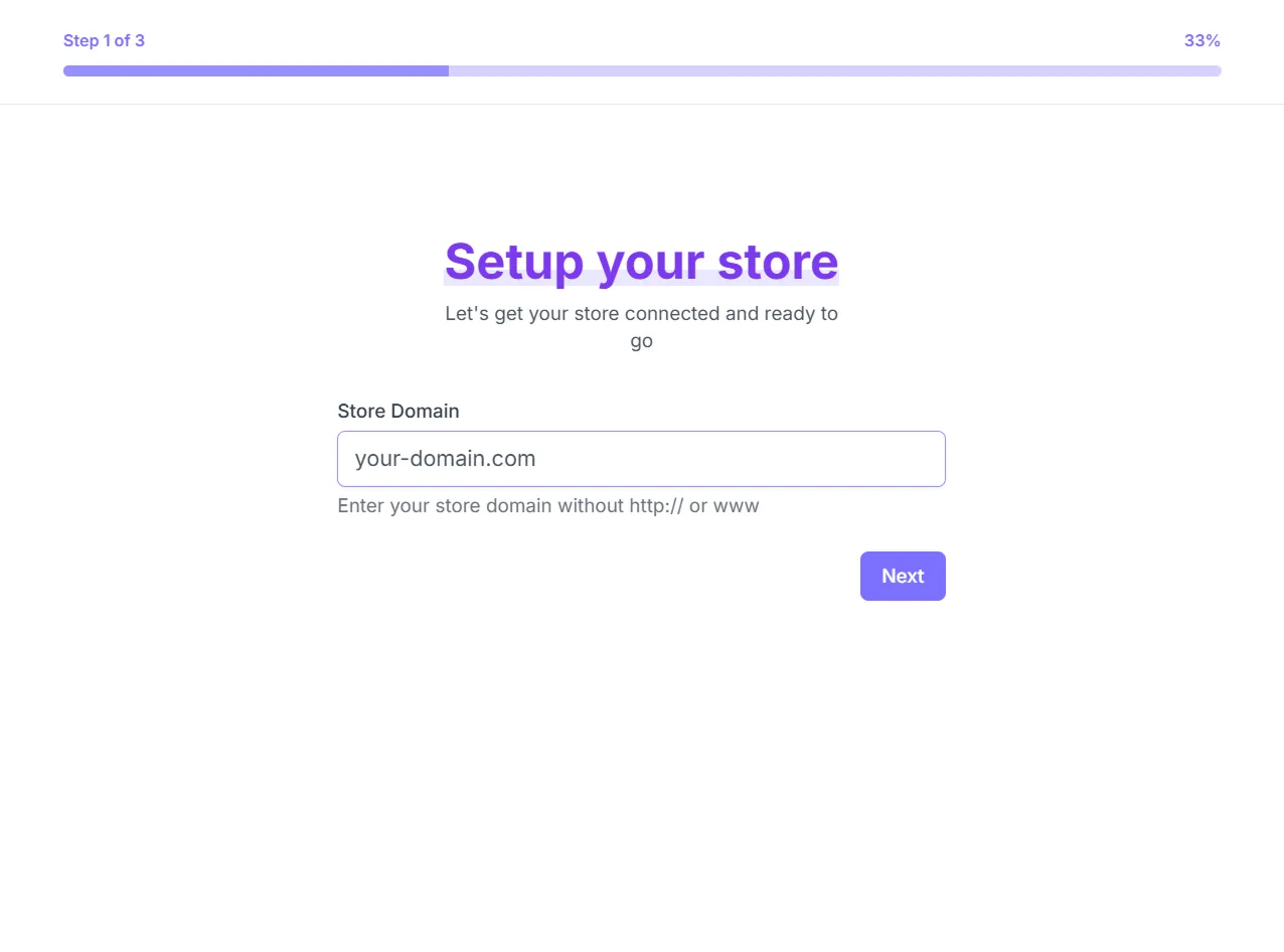Step 1: Enter your store domain