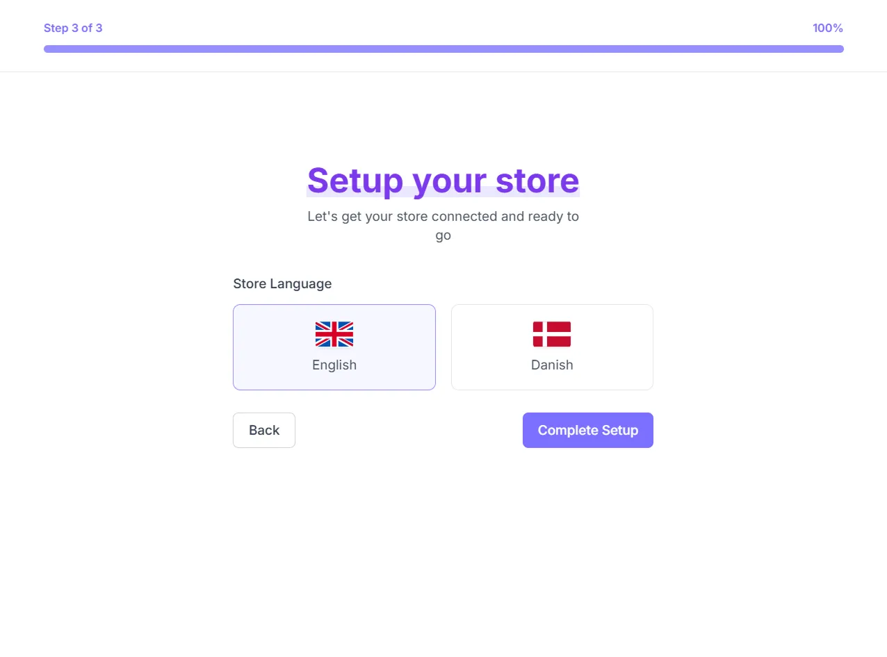 Step 3: Select store language
